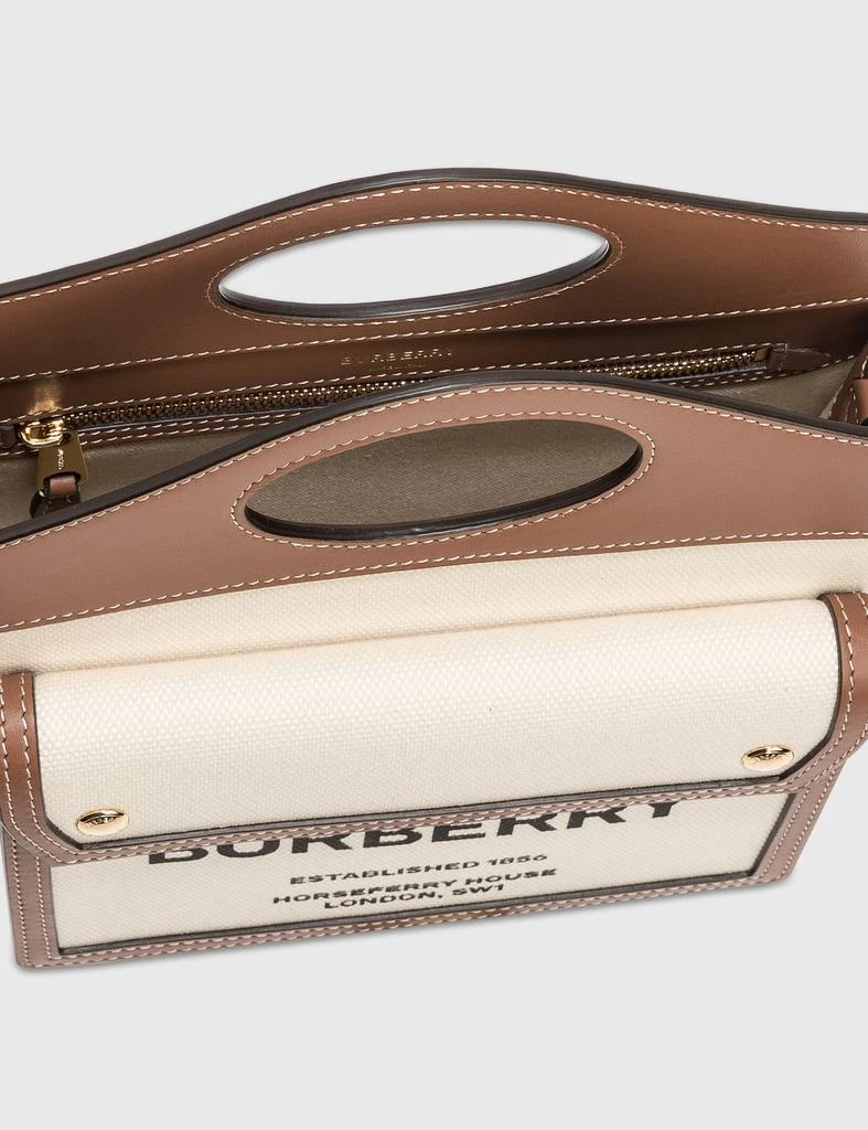 商品Burberry|Mini Two-tone Canvas and Leather Pocket Bag,价格¥10442,第5张图片详细描述