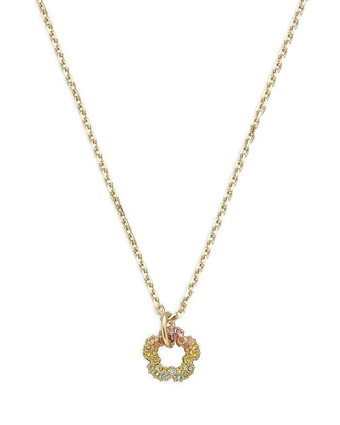 商品Coach|Signature Tea Rose Multicolor Crystal Open Flower Pendant Necklace in Gold Tone, 16"-18",价格¥712,第1张图片详细描述