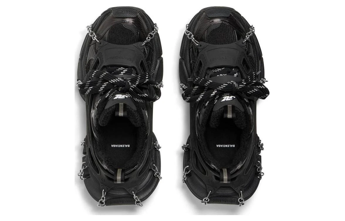 商品[国内直发] Balenciaga|巴黎世家 3XL 舒适加绒圆头系带 低帮 老爹鞋 男款 黑色,价格¥8196,第4张图片详细描述