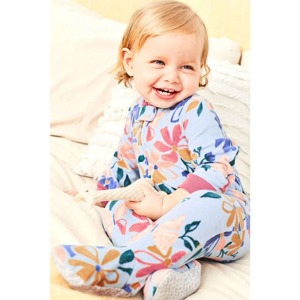 商品Carter's|Baby Girls Floral Fleece Footed Pajamas,价格¥57,第1张图片