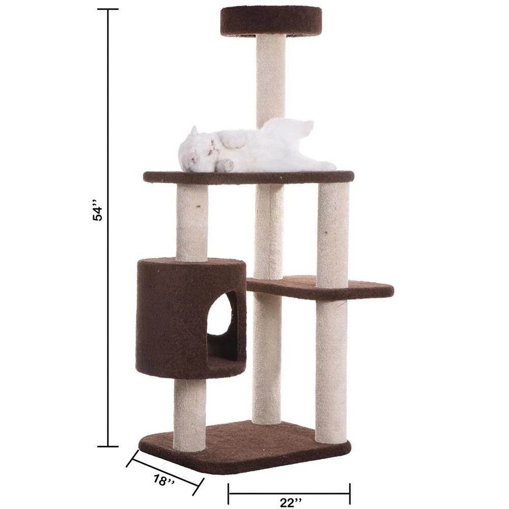 3-Level Carpeted Real Wood Cat Tree Condo 商品