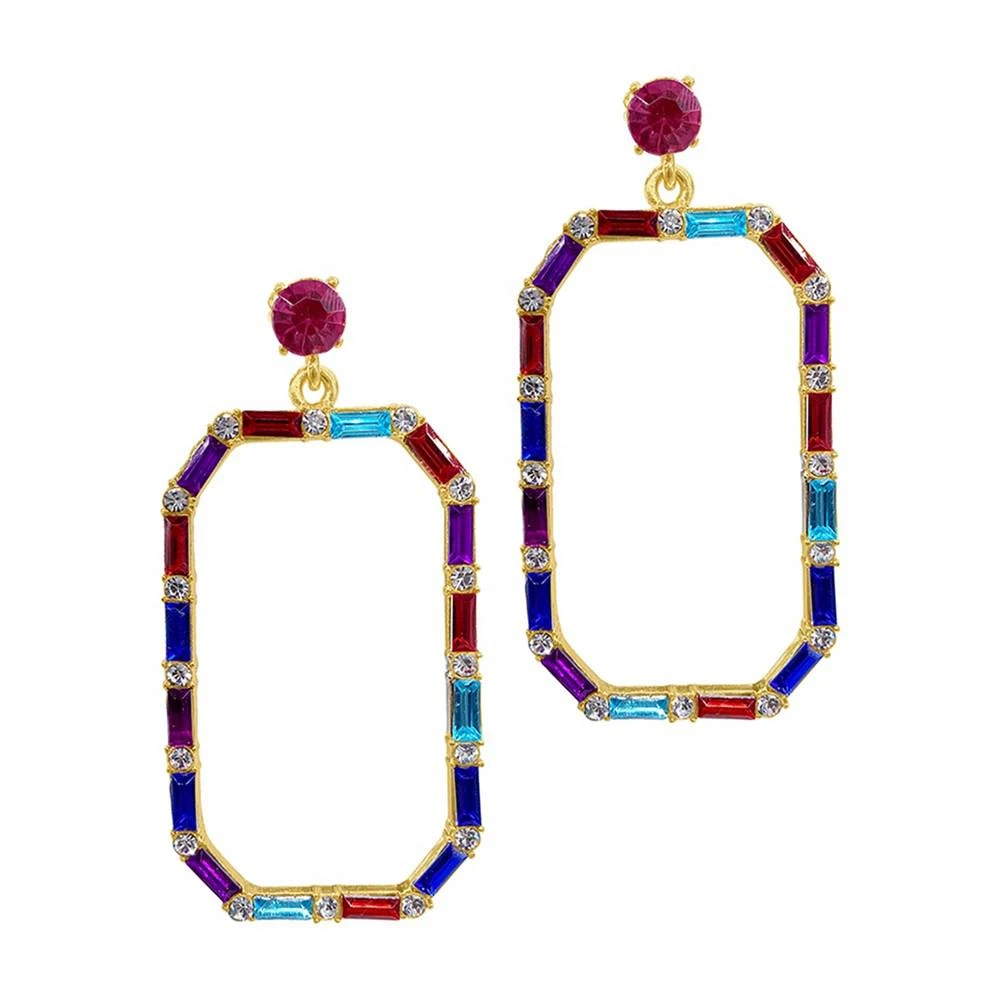 商品ADORNIA|14K Gold-Tone Plated Crysta Baguette Lined Open Drop Earrings,价格¥145,第1张图片