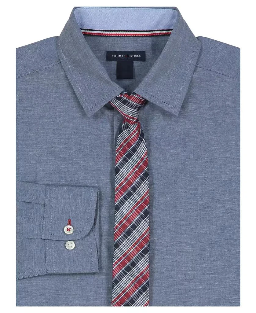 商品Tommy Hilfiger|Big Boys Long Sleeve Stretch Chambray Shirt Tie,2-Piece Set,价格¥132,第3张图片详细描述