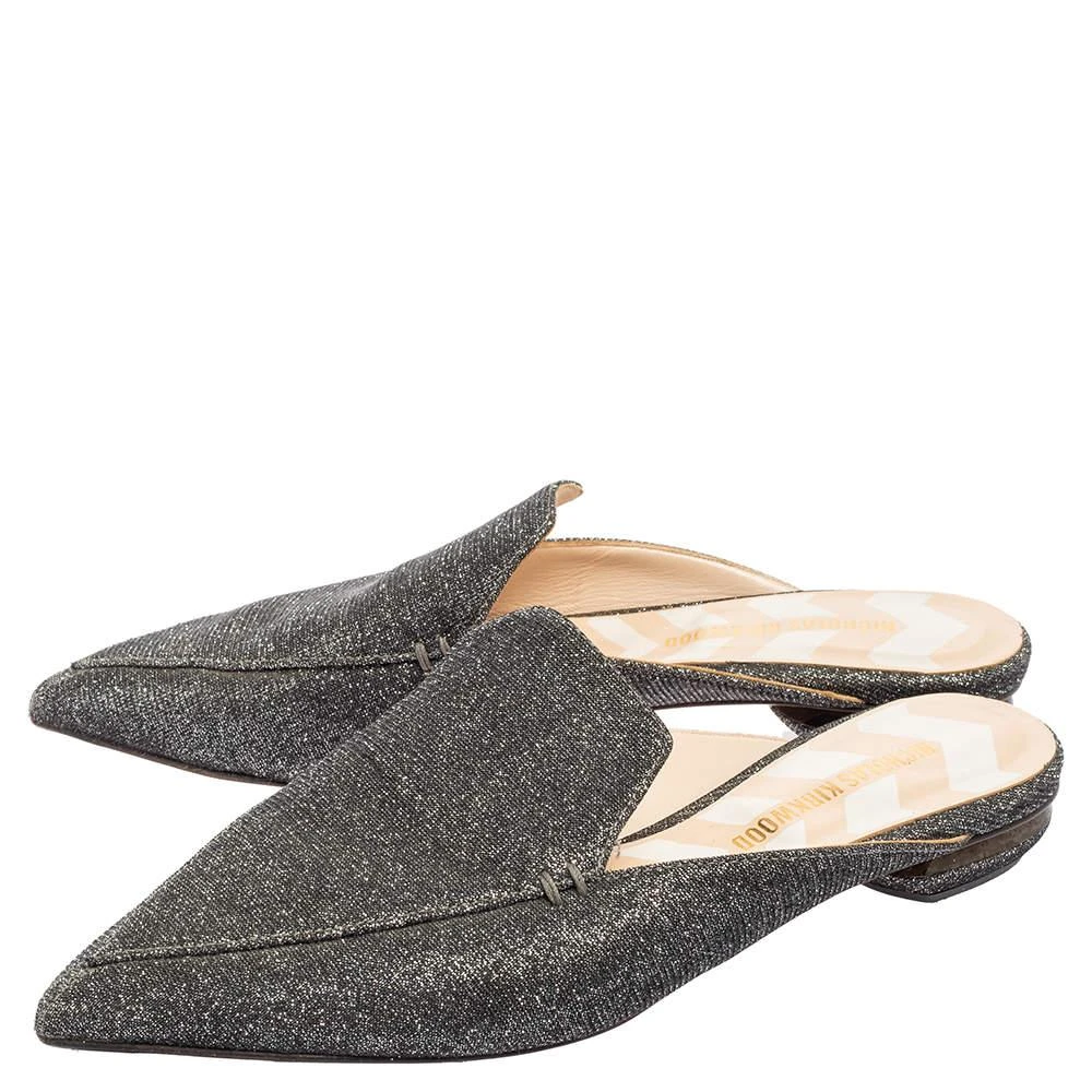 商品[二手商品] Nicholas Kirkwood|Nicholas Kirkwood Grey Glitter Fabric Beya Flat Pointed-Toe Mules Size 37,价格¥1055,第4张图片详细描述