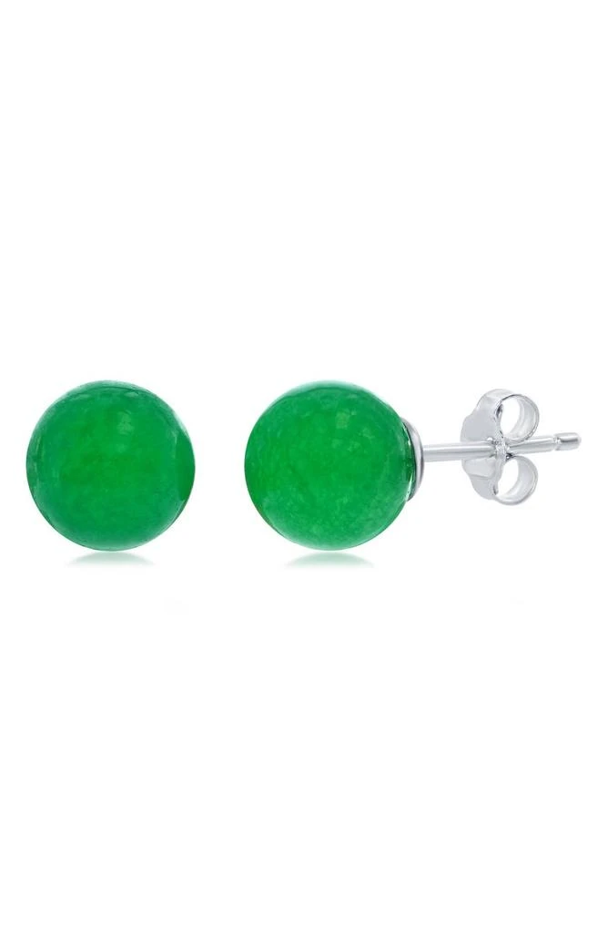 商品SIMONA|Sterling Silver & Jade Round Stud Earrings,价格¥188,第1张图片