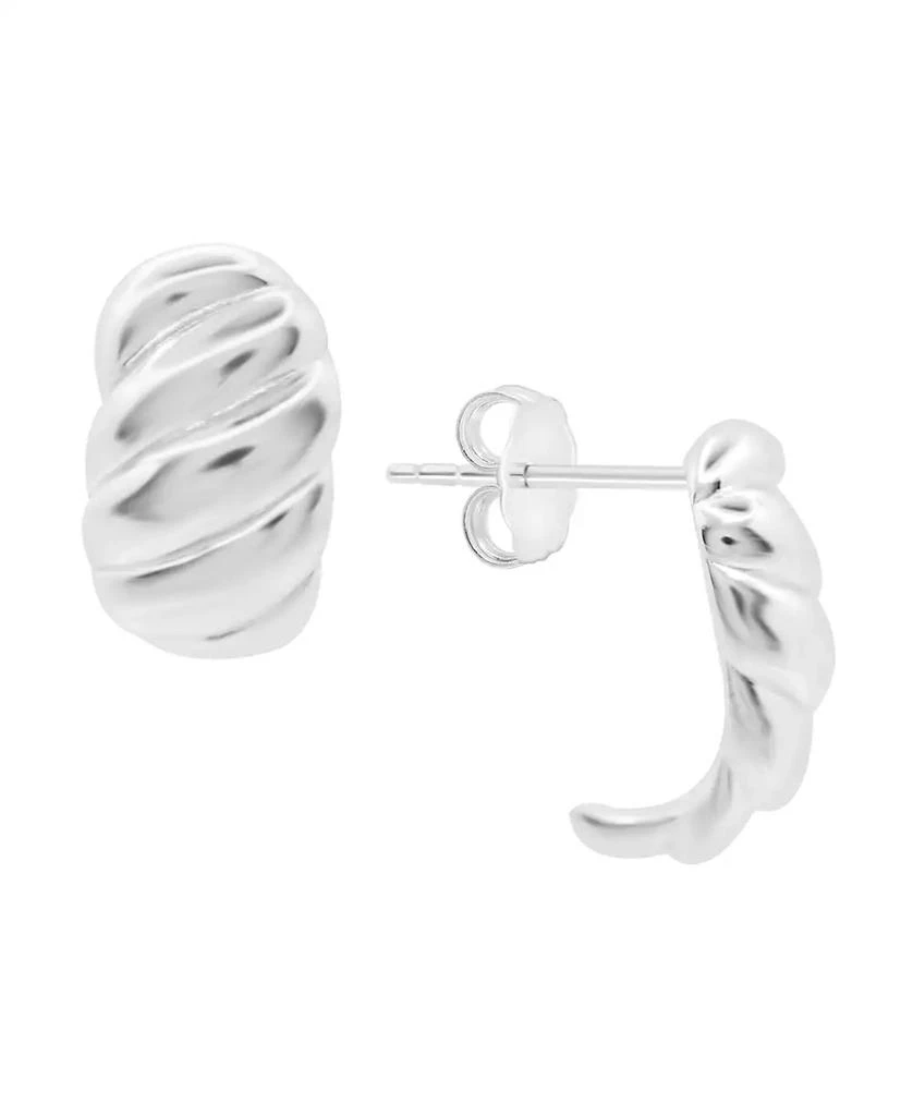 商品Essentials|And Now This High Polished Puff Twist J Hoop Post Earring in Silver Plate or Gold Plate,价格¥308,第1张图片