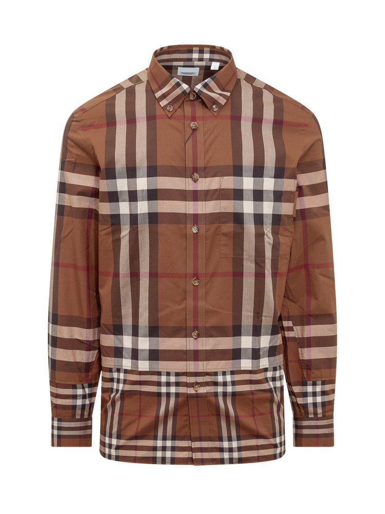 Burberry Checked Long-Sleeved Shirt商品第1张图片规格展示