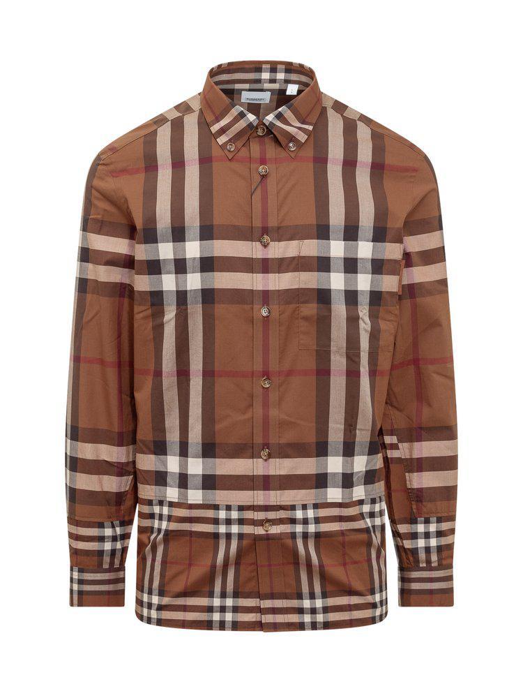 商品Burberry|Burberry Checked Long-Sleeved Shirt,价格¥2376-¥2467,第1张图片