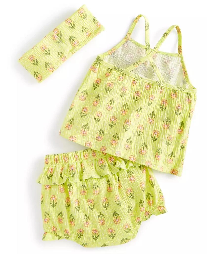 商品First Impressions|Baby Girls 3-Pc. Bright Stamps Floral Top, Bloomers & Headband Set, Created for Macy's,价格¥59,第2张图片详细描述