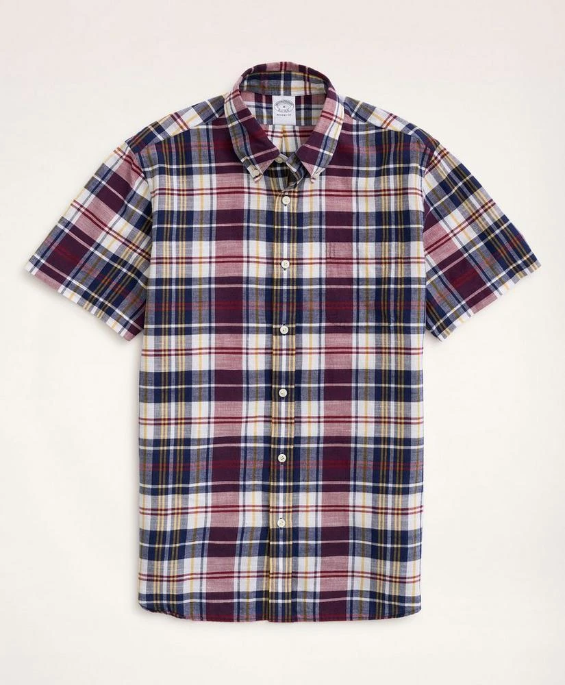 商品Brooks Brothers|Regent Regular-Fit Sport Shirt, Short-Sleeve Madras,价格¥373,第1张图片