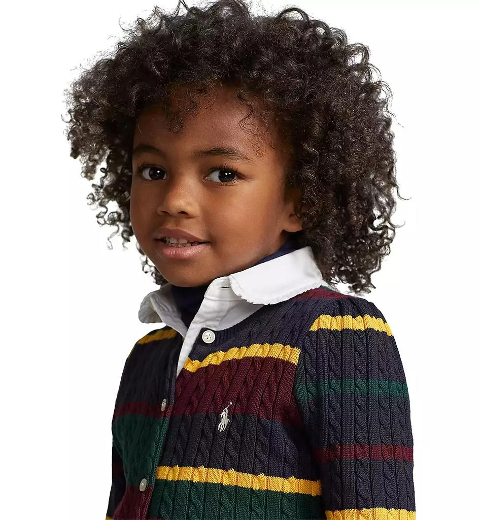 商品Ralph Lauren|Toddler and Little Girls Striped Mini-Cable Cotton Cardigan,价格¥211,第2张图片详细描述