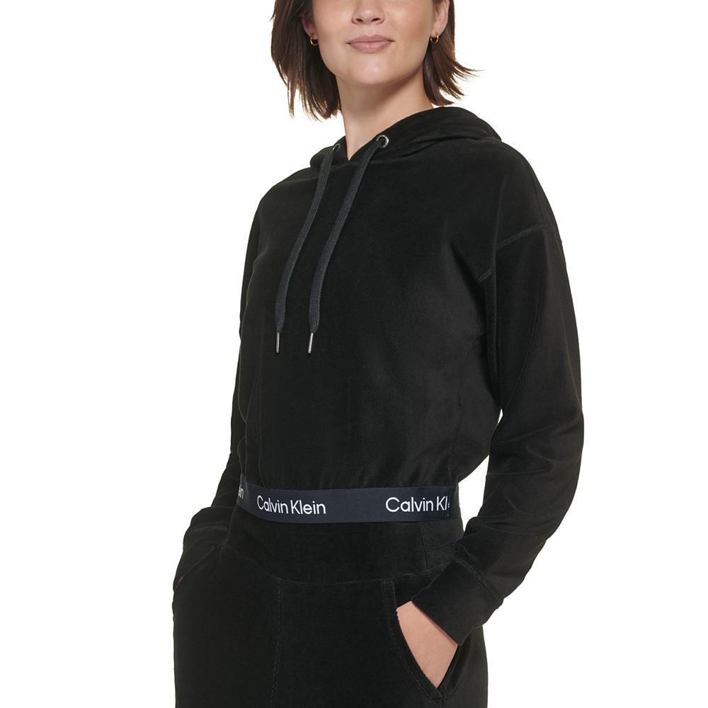 商品Calvin Klein|Women's Logo Elastic Long-Sleeve Pullover Velour Hoodie,价格¥218,第5张图片详细描述