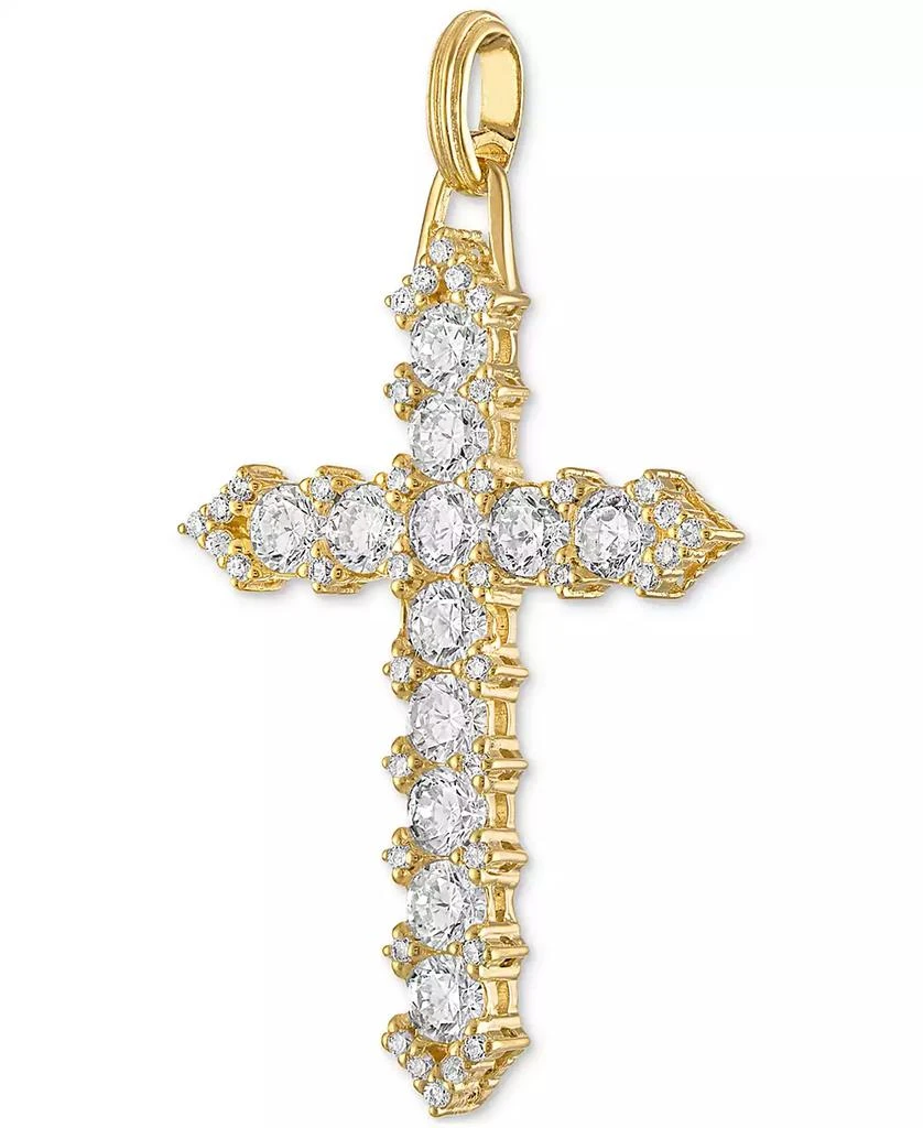 商品Esquire Men's Jewelry|Cubic Zirconia Cross Pendant in 14k Gold-Plated Sterling Silver, Created for Macy's,价格¥1076,第2张图片详细描述