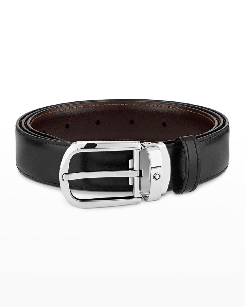 Men's Horseshoe-Buckle Reversible Leather Belt商品第5张图片规格展示