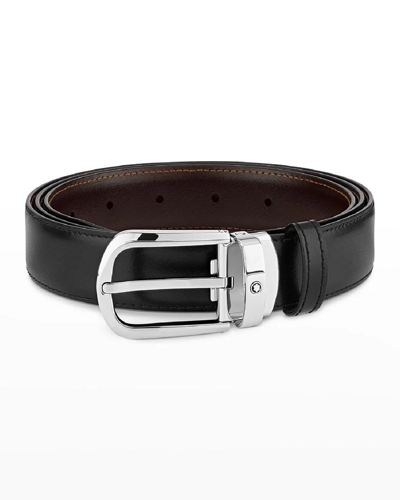 商品MontBlanc|Men's Horseshoe-Buckle Reversible Leather Belt,价格¥2935,第5张图片详细描述