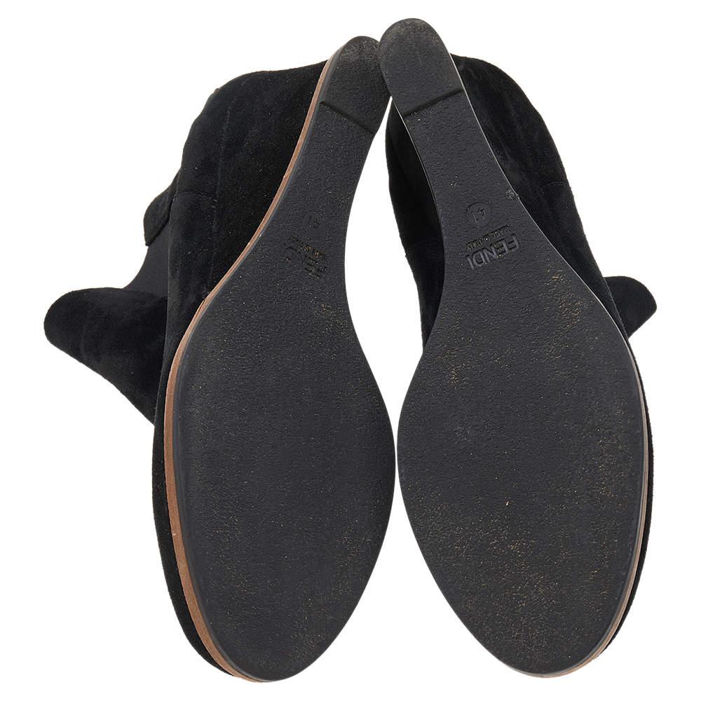 Fendi Black Suede Black Ankle Boots Size 41商品第6张图片规格展示
