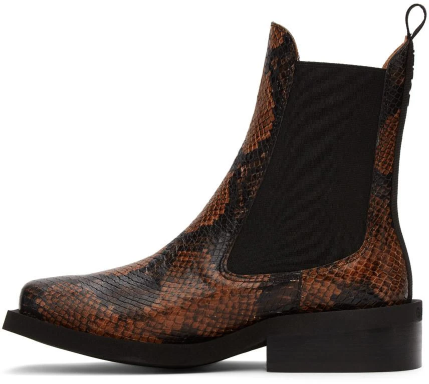 商品Ganni|Brown Embossed Snake Chelsea Boots,价格¥1236,第3张图片详细描述