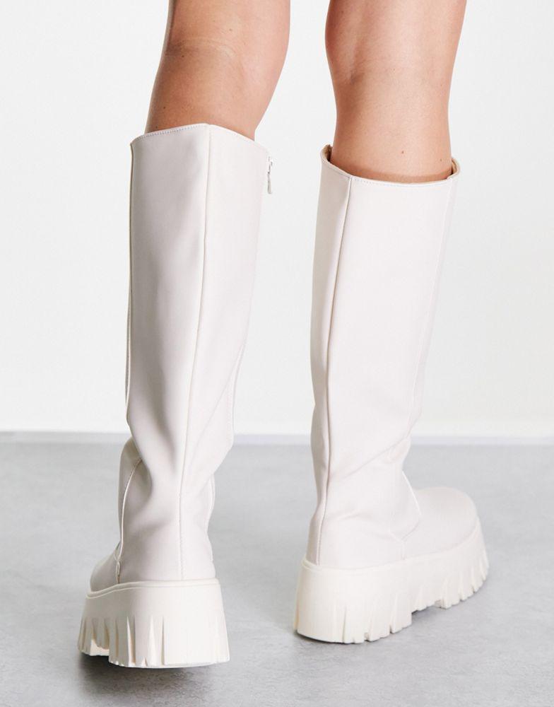 ASOS DESIGN Cole chunky knee boots in off white商品第3张图片规格展示