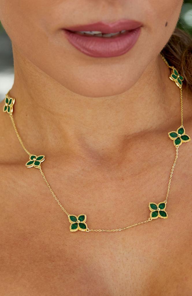 商品Savvy Cie Jewels|18K Gold Vermeil Greeb Agate Flower Choker,价格¥731,第4张图片详细描述
