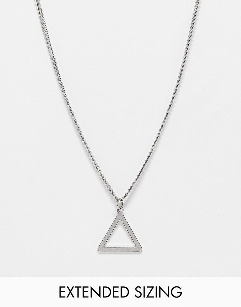 ASOS DESIGN necklace with triangle pendant in silver商品第1张图片规格展示