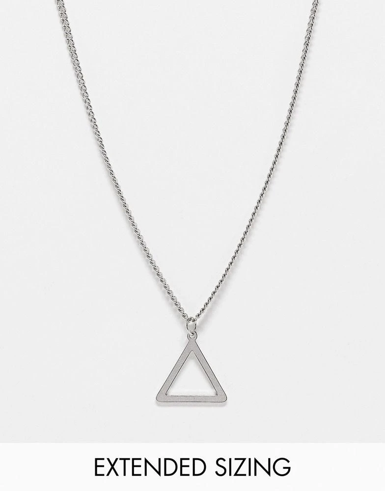 商品ASOS|ASOS DESIGN necklace with triangle pendant in silver,价格¥63,第1张图片