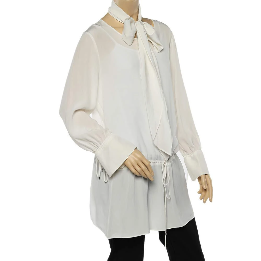 商品[二手商品] Max Mara|Max Mara Studio White Silk Neck Tie Detail Top XL,价格¥923,第2张图片详细描述