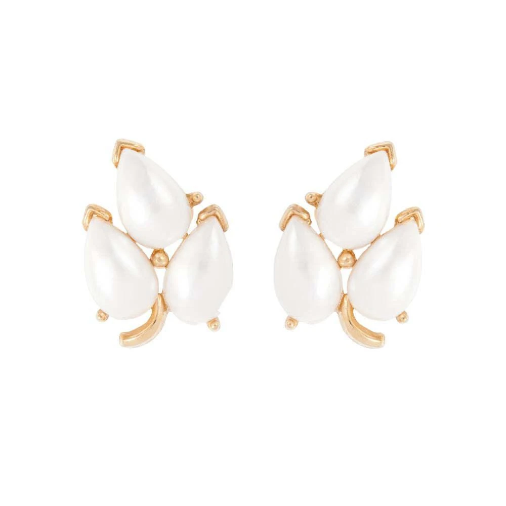 商品Susan Caplan Vintage|1970s vintage trifari faux pearl leaf clip-on earrings,价格¥1301,第1张图片