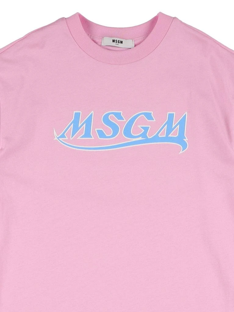 商品MSGM|Logo Jersey T-shirt Dress W/ Fringes,价格¥406,第1张图片详细描述