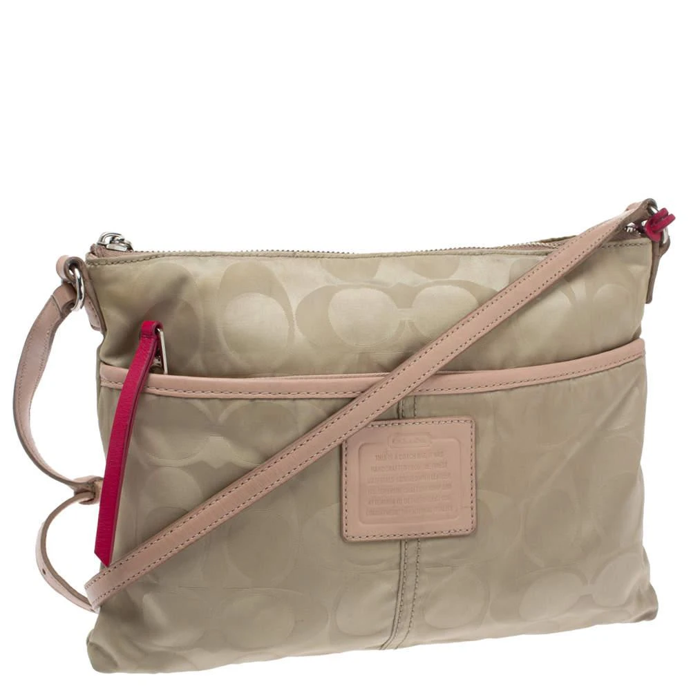 商品[二手商品] Coach|Coach Beige/Pink Nylon and Leather Crossbody Bag,价格¥1039,第3张图片详细描述