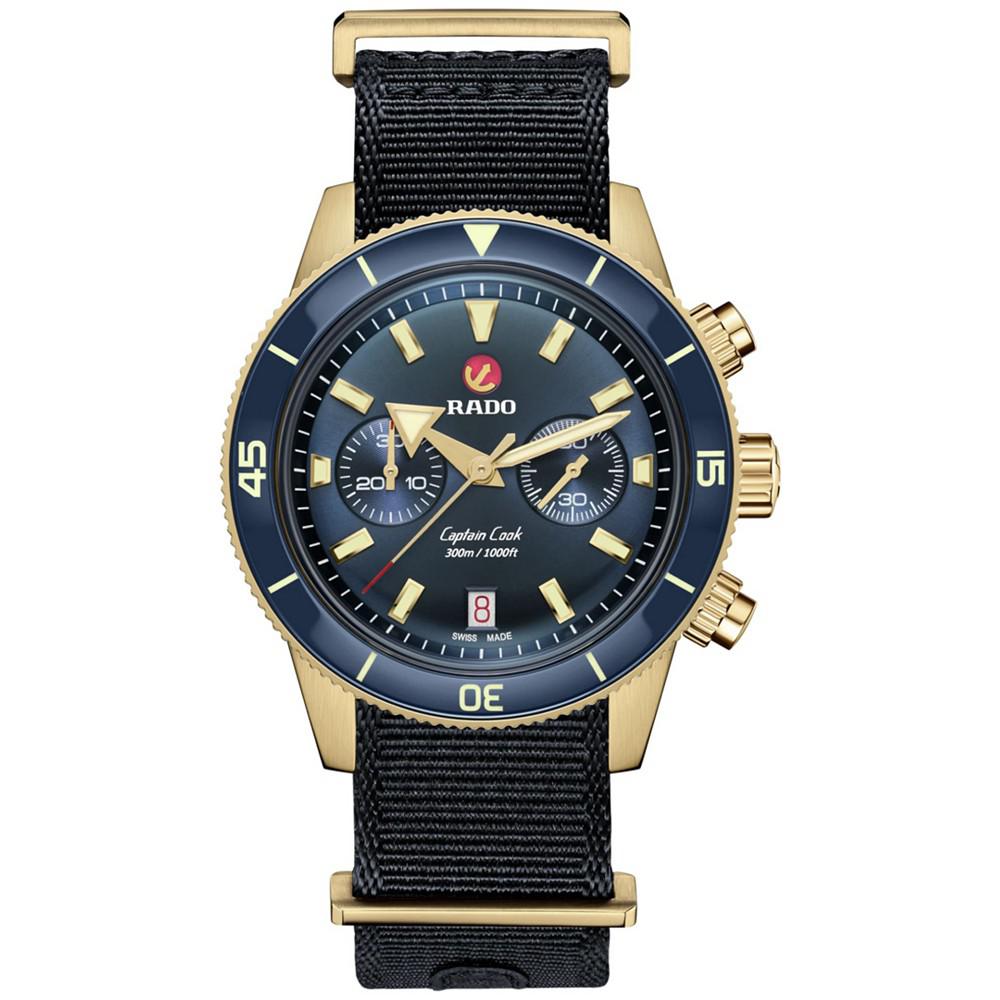 Men's Swiss Automatic Chronograph Captain Cook Blue NATO Strap Watch 43mm商品第2张图片规格展示