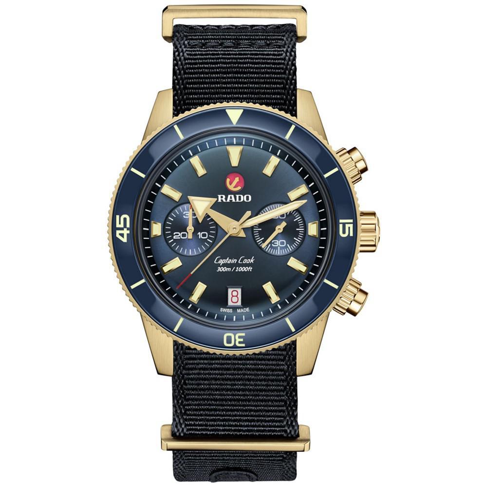商品Rado|Men's Swiss Automatic Chronograph Captain Cook Blue NATO Strap Watch 43mm,价格¥32331,第4张图片详细描述