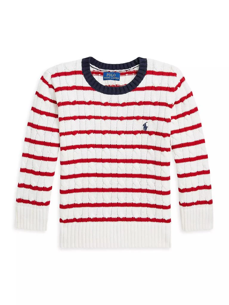 商品Ralph Lauren|Little Boy's & Boy's Striped Cable-Knit Cotton Sweater,价格¥523,第1张图片