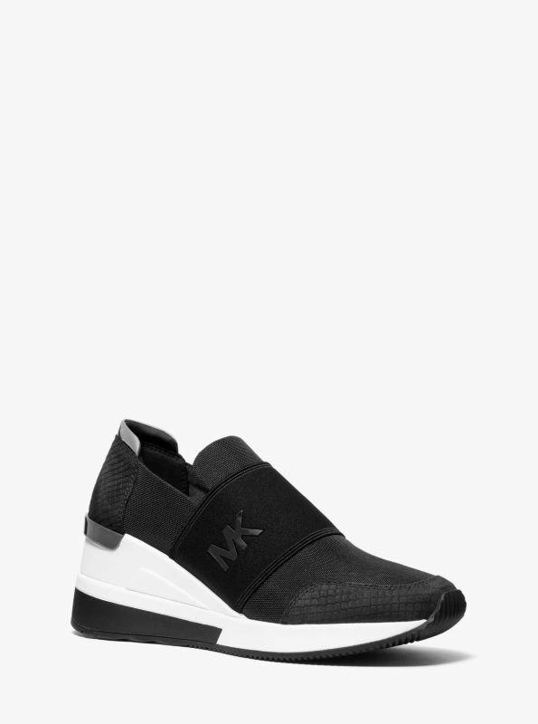 商品Michael Kors|Felix Canvas and Snake-Embossed Nubuck Trainer,价格¥379,第1张图片