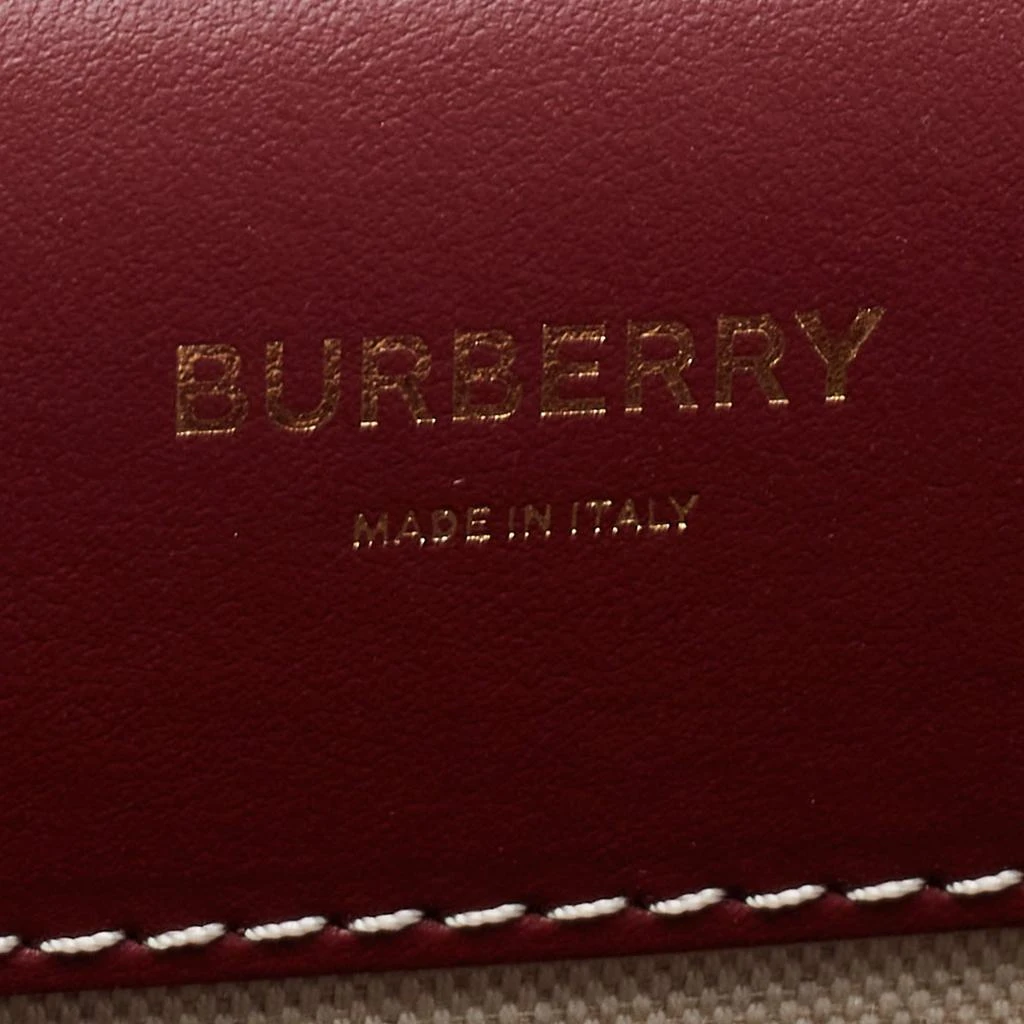 Burberry Burgundy/White Leather And Canvas Medium Pocket Bag 商品