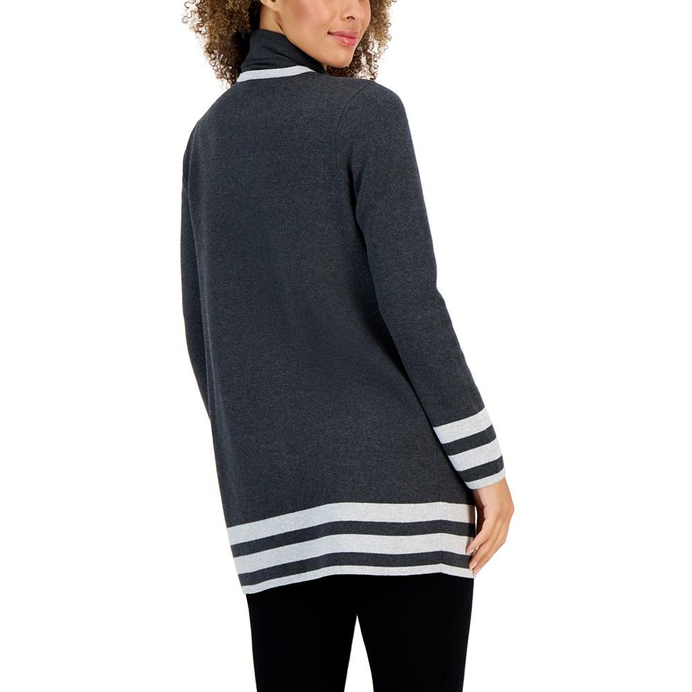 Women's Cotton Striped Shawl-Neck Cardigan Sweater商品第2张图片规格展示