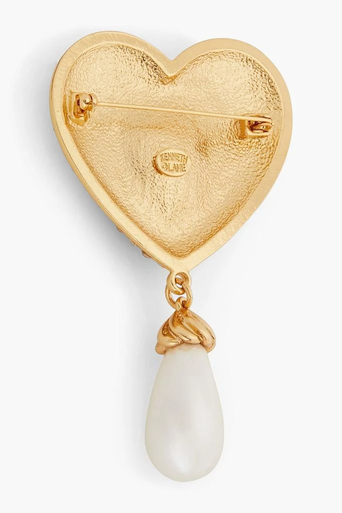 商品Kenneth Jay Lane|Gold-tone, crystal and faux pearl brooch,价格¥336,第2张图片详细描述
