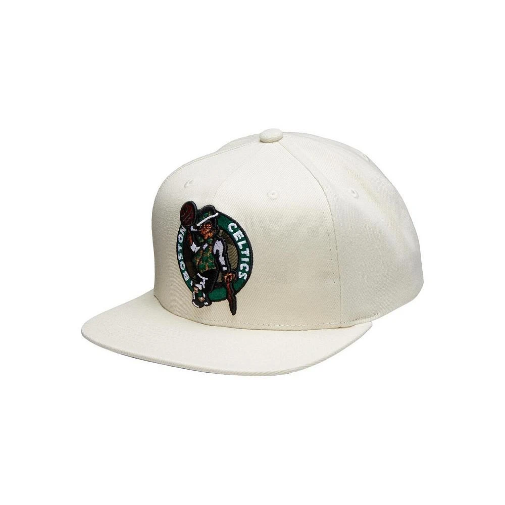 商品Mitchell and Ness|Men's Cream and Green Boston Celtics Snapback Adjustable Hat,价格¥269,第1张图片