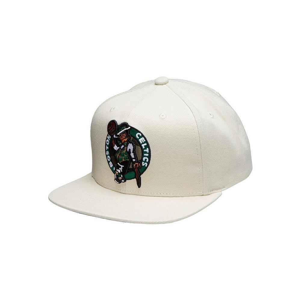 商品Mitchell and Ness|Men's Cream and Green Boston Celtics Snapback Adjustable Hat,价格¥264,第1张图片