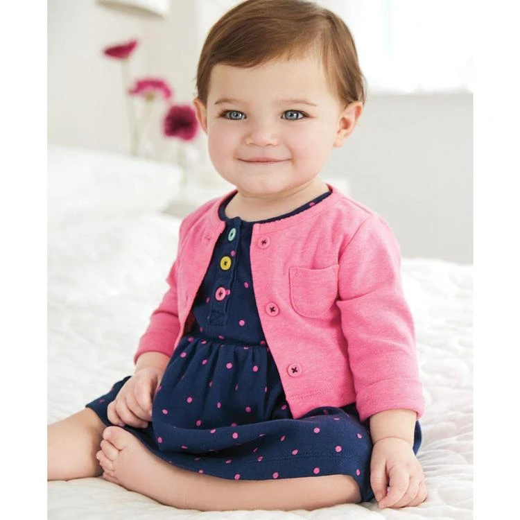 商品Carter's|2-Pc. Cardigan & Dot-Print Bodysuit-Dress Set, Baby Girls,价格¥75,第3张图片详细描述