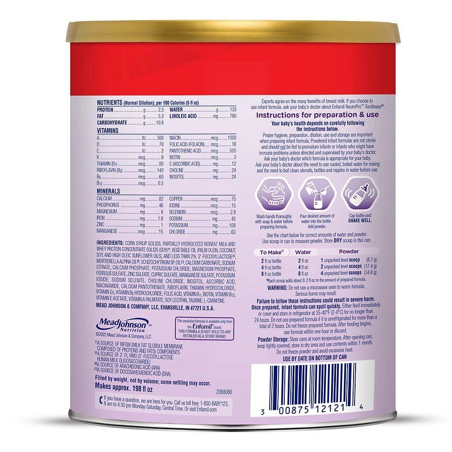 商品Enfamil|Neuropro Gentlease Baby Formula Powder Can,价格¥522,第2张图片详细描述