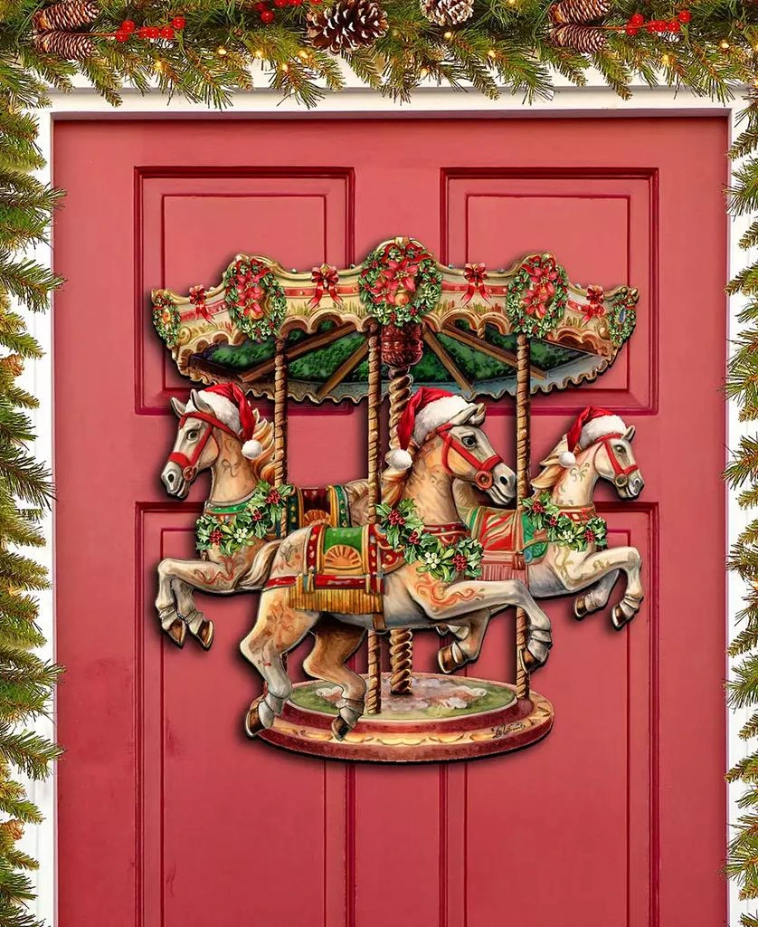 商品Designocracy|Christmas Carousel Christmas Wooden Wall Decor Door Decor G. DeBrekht,价格¥989,第2张图片详细描述
