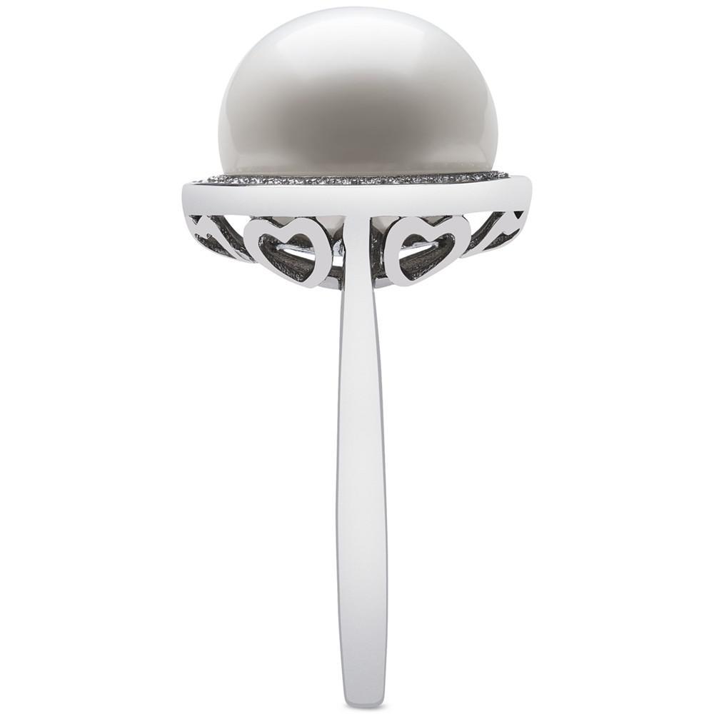 商品Belle de Mer|Cultured Freshwater Button Pearl (11mm) & Cubic Zirconia Halo Ring in Sterling Silver,价格¥458,第6张图片详细描述