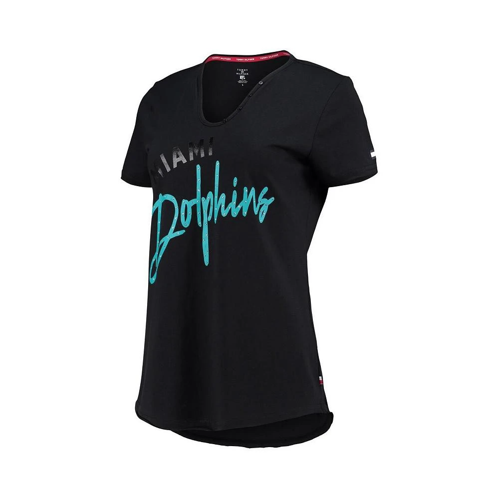 商品Tommy Hilfiger|Women's Black Miami Dolphins Riley V-Neck T-shirt,价格¥265,第2张图片详细描述