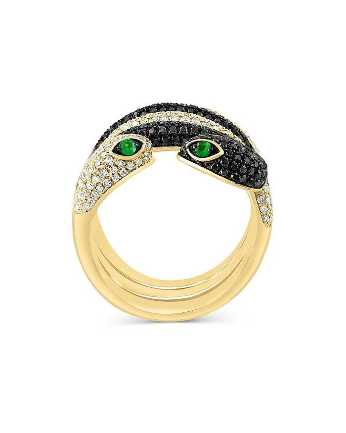 商品Bloomingdale's|Tsavorite, Black & White Diamond Snake Ring in 14K Yellow Gold,价格¥32948,第3张图片详细描述