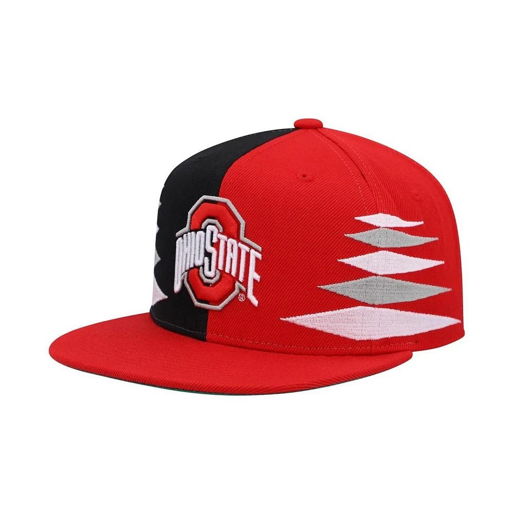 商品Mitchell and Ness|Men's Scarlet and Black Ohio State Buckeyes Diamond Cut Snapback Hat,价格¥254,第1张图片