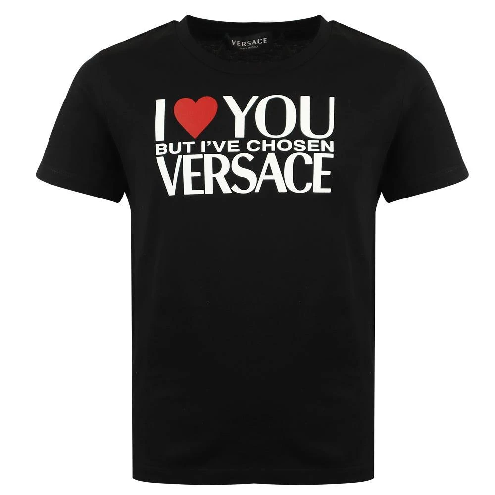 商品Versace|Black Large Logo Short Sleeve T Shirt,价格¥376,第1张图片