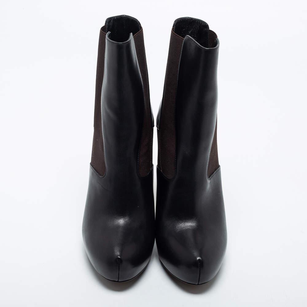Fendi Black Leather Ankle Boots Size 40商品第3张图片规格展示