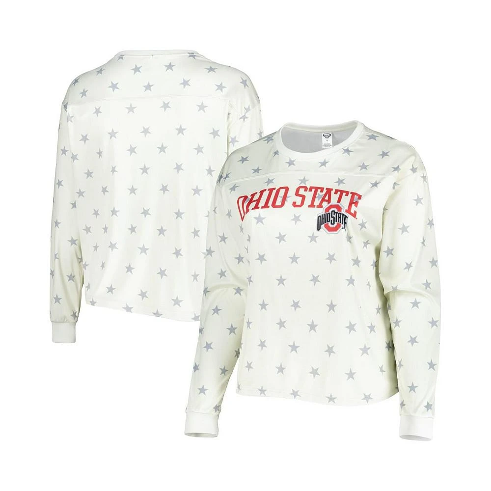 商品Profile|Women's Cream Ohio State Buckeyes Plus Size Agenda Stars Pullover Sweatshirt,价格¥385,第1张图片