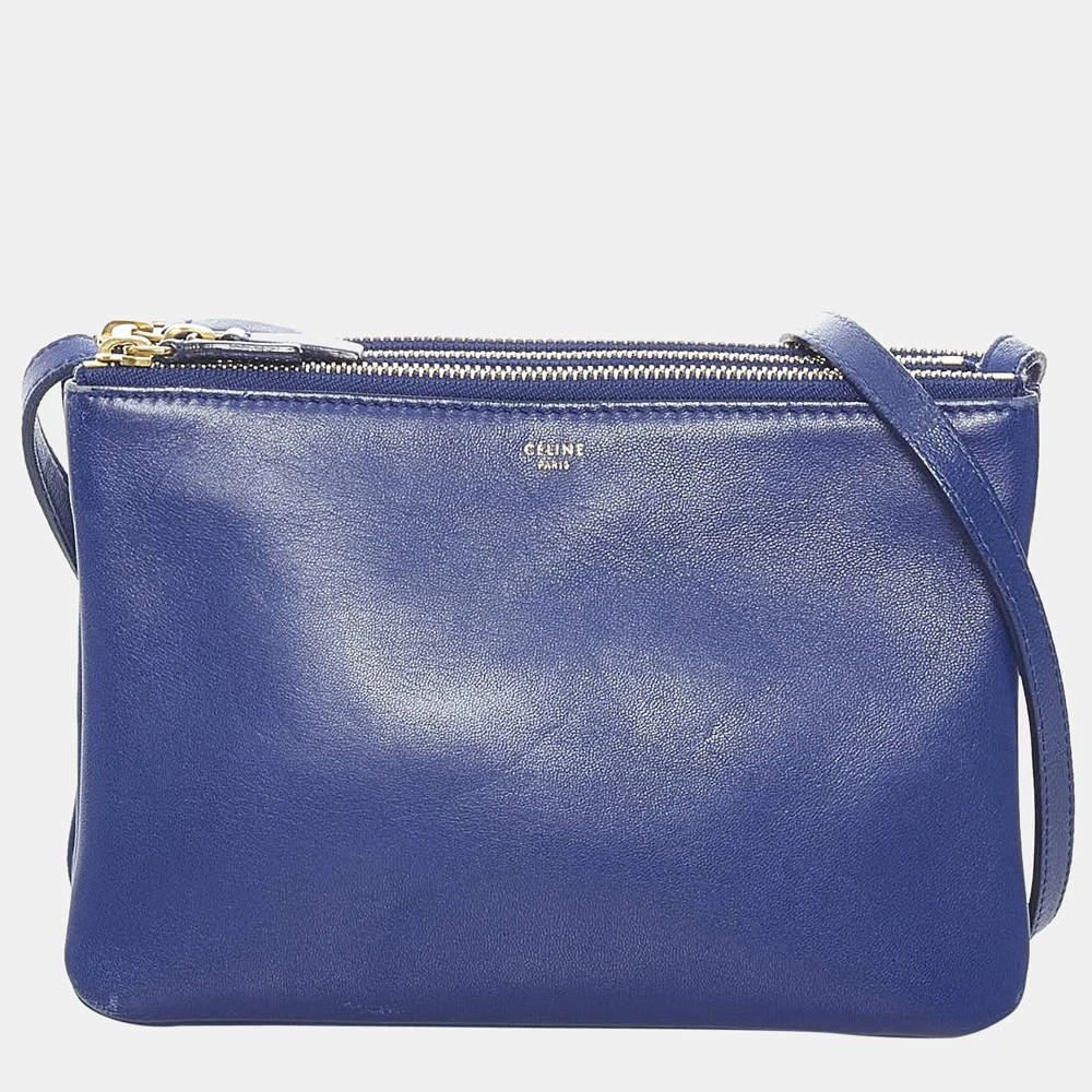 商品[二手商品] Celine|Celine Blue Trio Leather Crossbody Bag,价格¥4983,第1张图片