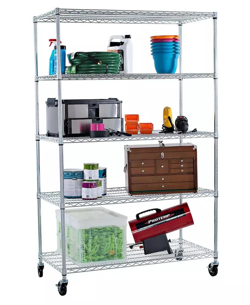 商品TRINITY|5-Tier Wire Shelving Rack Includes Wheels,价格¥3007,第2张图片详细描述